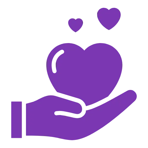 Hand holding a heart icon representing compassionate support by an emotional well-being coach for stress management and healing